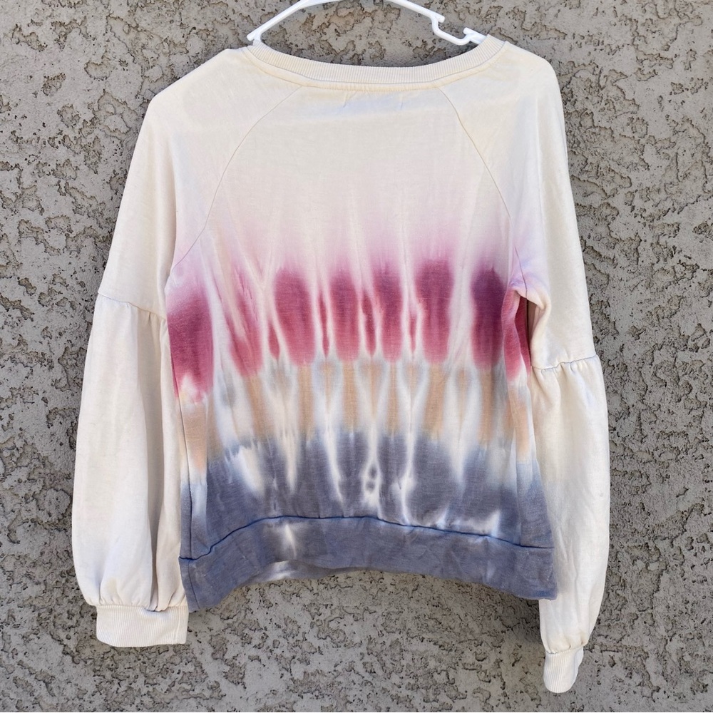 KNOX ROSE Tie Dye Balloon Sleeve Crewneck Pullover Sweatshirt - Picture 5 of 10